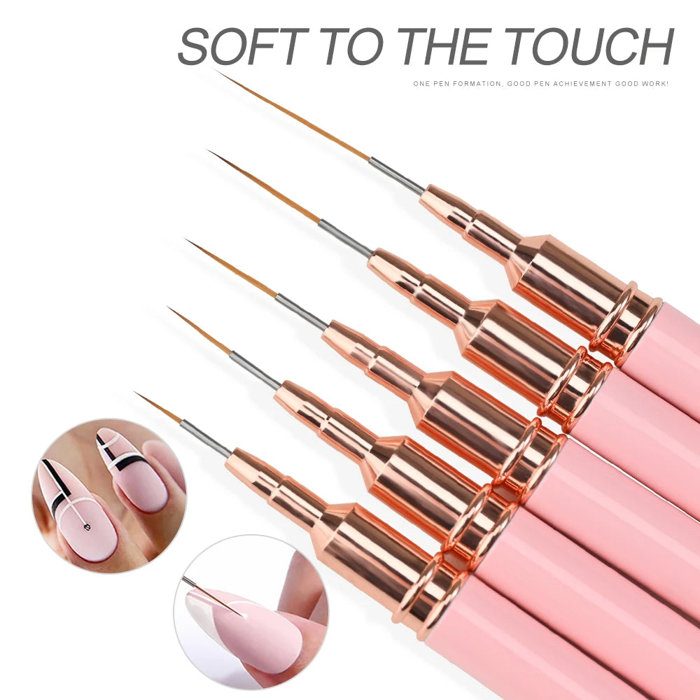 Nail Art Liner Brushes - Ultra-Thin Painting Tool Set 510pcs PinkBlack - ZOOMNSTORE