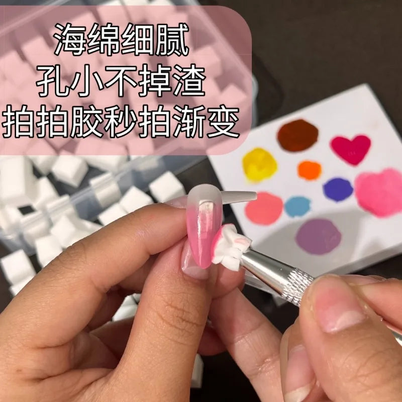 Nail Art Sponge Set - 50Pcs Gradient Nail Brushes Gel Polish Tools - ZOOMNSTORE