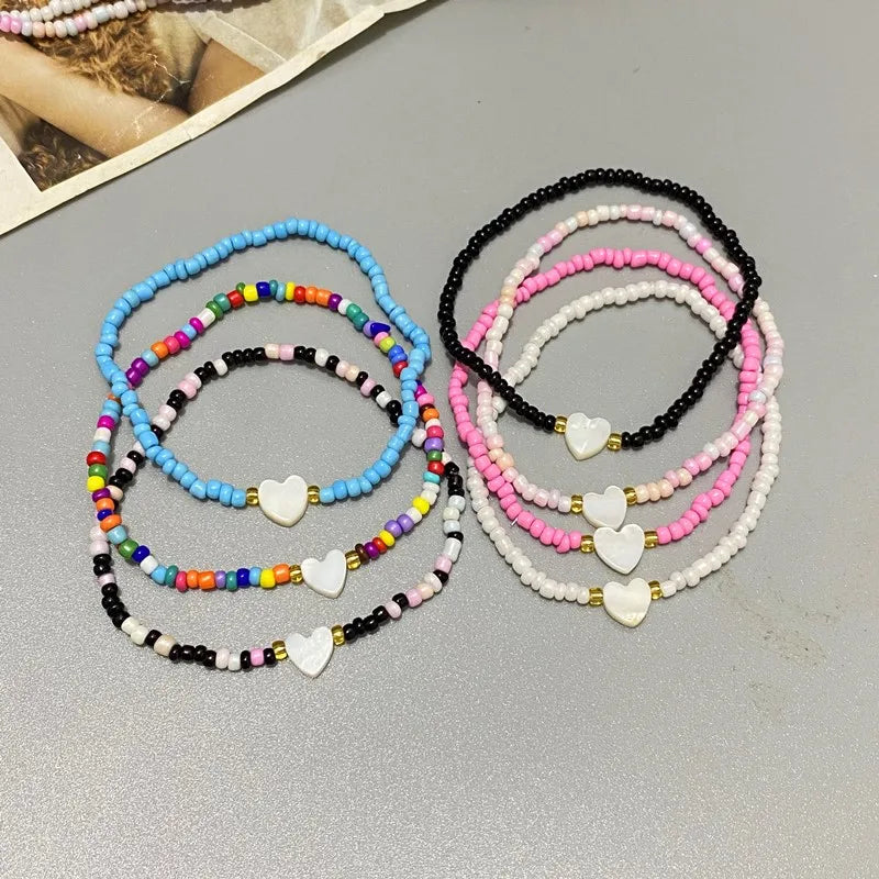 Nature Shell Love Heart Bracelet - Handmade Jewelry for Girls and Women Cute Romantic Gift - ZOOMNSTORE