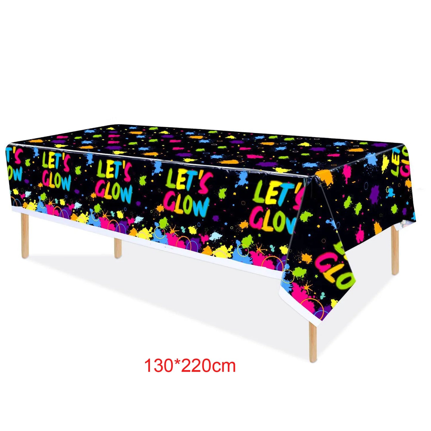 Neon Glow Birthday Party Supplies - Disposable Plates Napkins Cups for Kids - ZOOMNSTORE