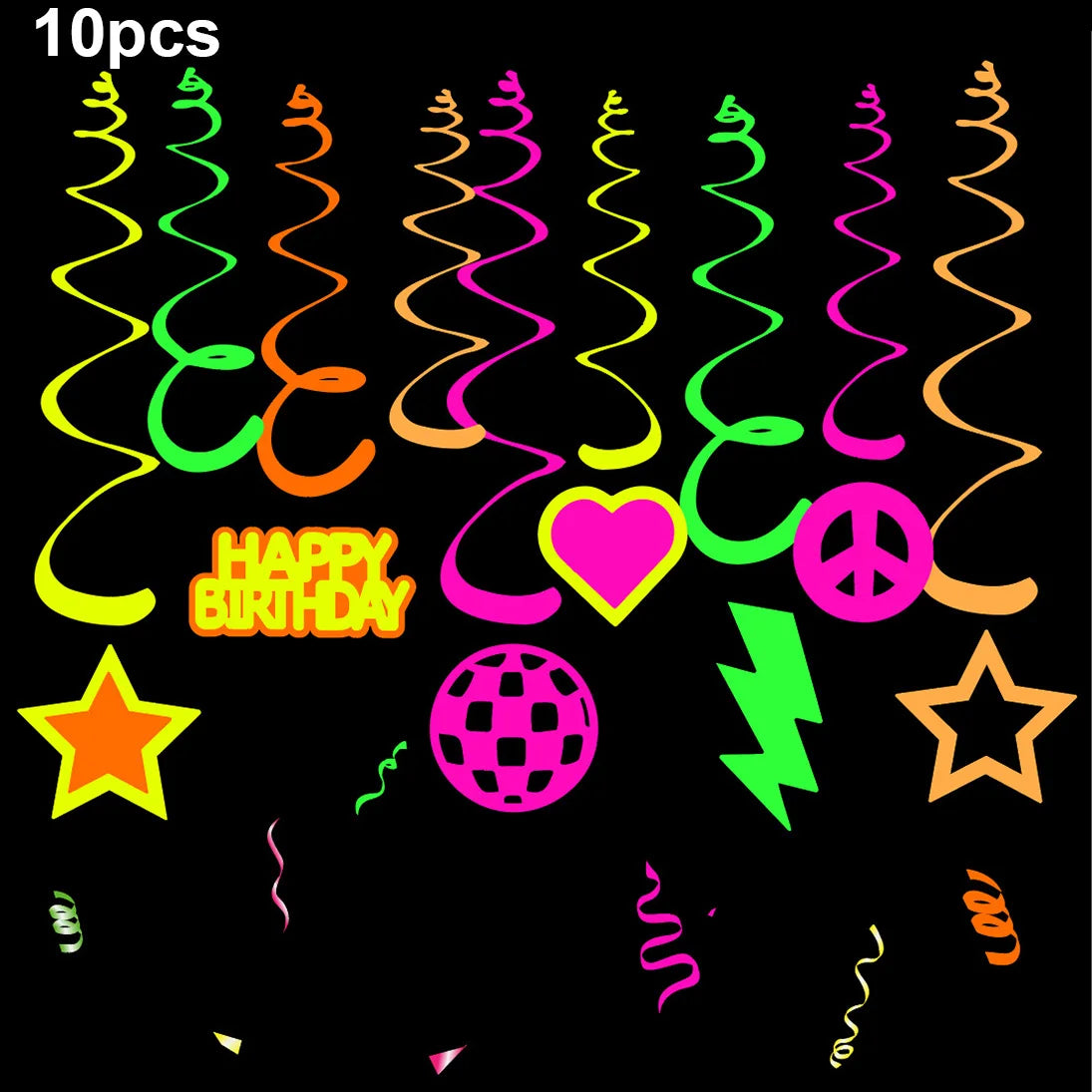 Neon Glow Birthday Party Supplies - Disposable Plates Napkins Cups for Kids - ZOOMNSTORE