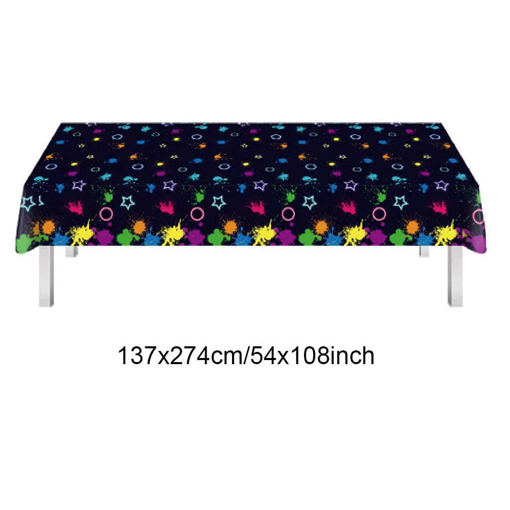 Neon Glow Birthday Party Supplies - Disposable Plates Napkins Cups for Kids - ZOOMNSTORE