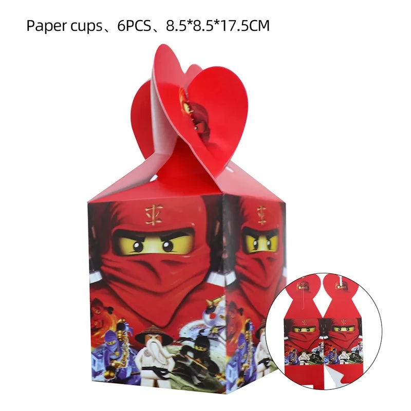 Ninja Birthday Party Supplies - Disposable Tableware Popcorn Plates Balloons Cups for Kids - ZOOMNSTORE