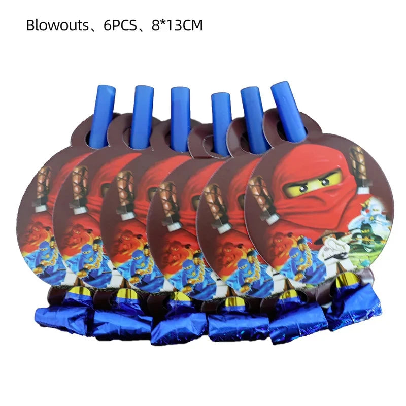 Ninja Birthday Party Supplies - Disposable Tableware Popcorn Plates Balloons Cups for Kids - ZOOMNSTORE
