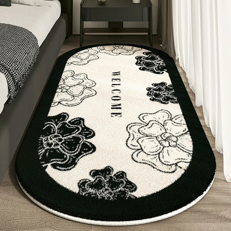 Cashmere Imitation Oval Rug - Non-Slip Dirt Resistant Carpet for Living Room and Study - ZOOMNSTORE