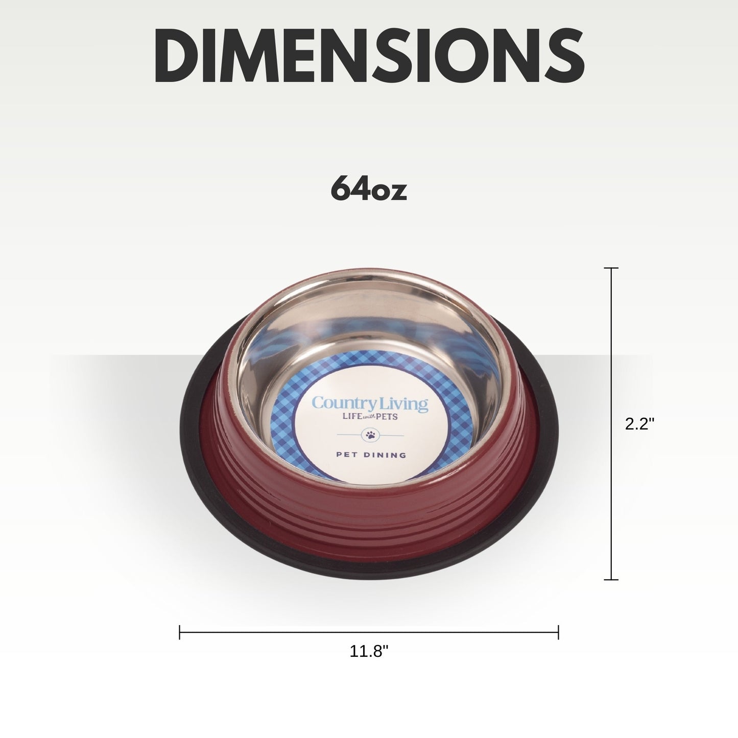 Country Living Set of 2 Ribbed Non-Slip Pet Bowls – Merlot Red - ZOOMNSTORE