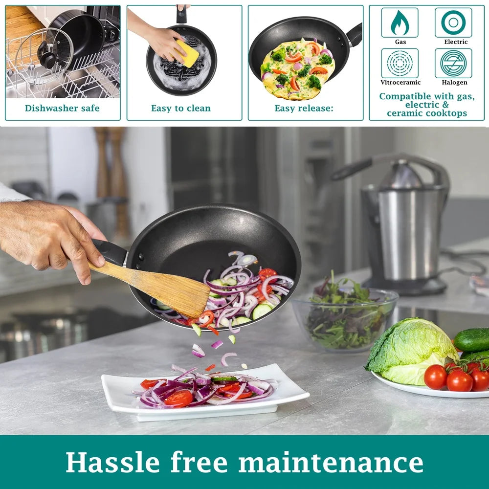 Non Stick Cookware Set - 7 Piece Aluminum Pots and Pans | Lightweight, Durable - ZOOMNSTORE