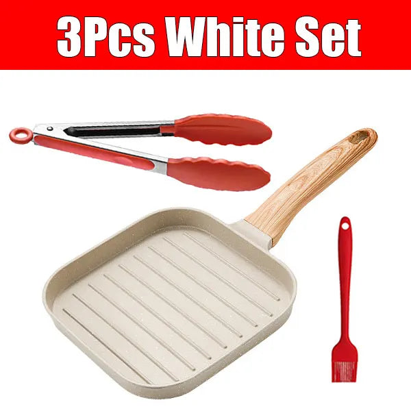 Nonstick Grill Pan - 19cm Square Steak Grilling Pan for Indoor & Outdoor Use - ZOOMNSTORE