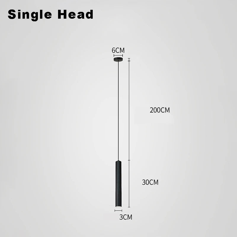 Modern Nordic Double Head LED Pendant Lamp - 2m Hanging Cylinder Chandelier for Dining Room - ZOOMNSTORE