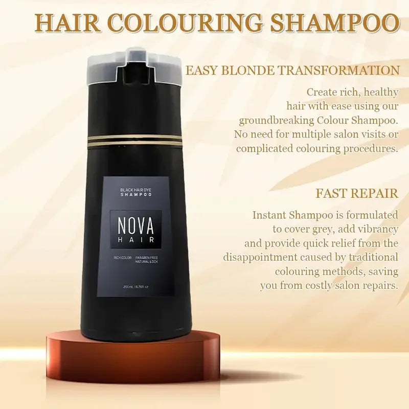 Nova Hair Instant Dye Shampoo - Quick Gray Coverage for Men Women Nourishing Formula - ZOOMNSTORE