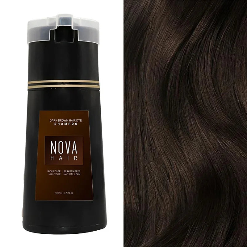 Nova Hair Instant Dye Shampoo - Quick Gray Coverage for Men Women Nourishing Formula - ZOOMNSTORE