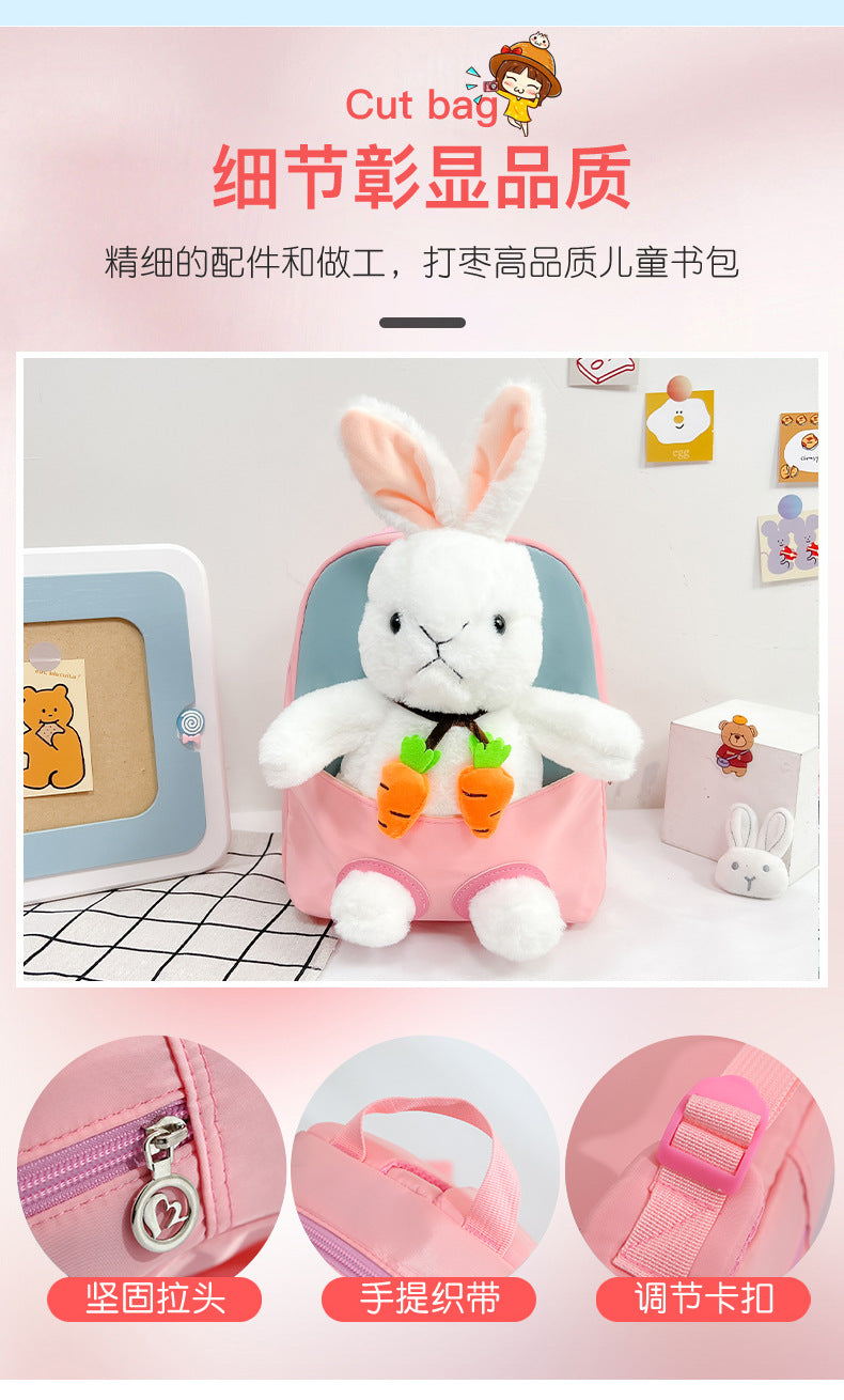 Plush 3D Rabbit Backpack - Cute Cartoon School Bag for Kids - ZOOMNSTORE