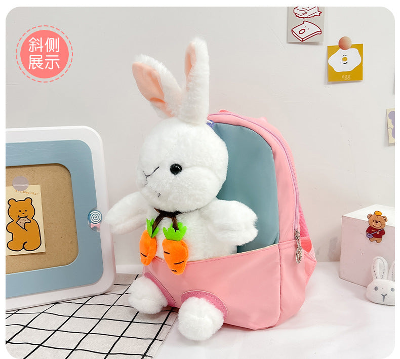 Plush 3D Rabbit Backpack - Cute Cartoon School Bag for Kids - ZOOMNSTORE