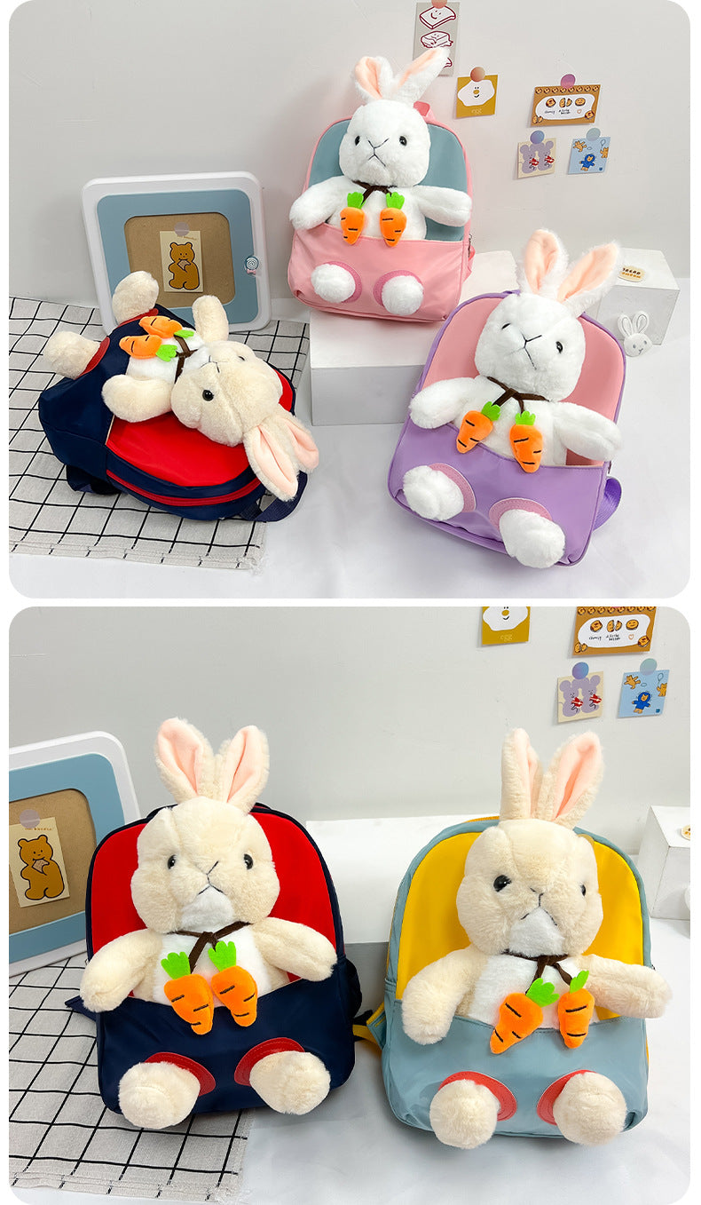 Plush 3D Rabbit Backpack - Cute Cartoon School Bag for Kids - ZOOMNSTORE