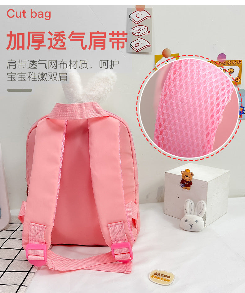 Plush 3D Rabbit Backpack - Cute Cartoon School Bag for Kids - ZOOMNSTORE