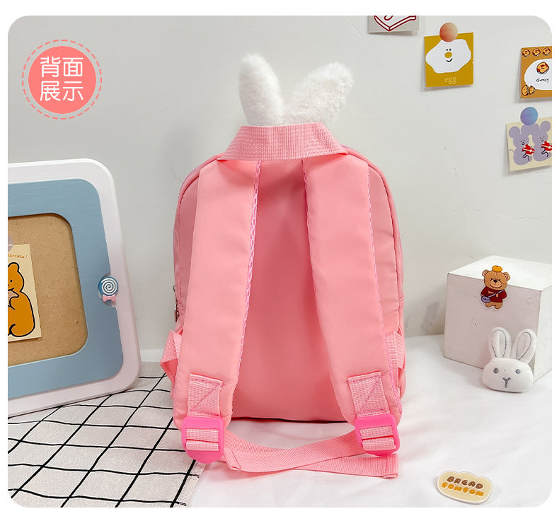 Plush 3D Rabbit Backpack - Cute Cartoon School Bag for Kids