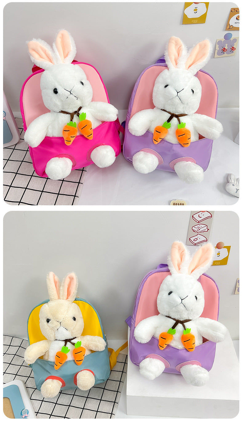 Plush 3D Rabbit Backpack - Cute Cartoon School Bag for Kids - ZOOMNSTORE