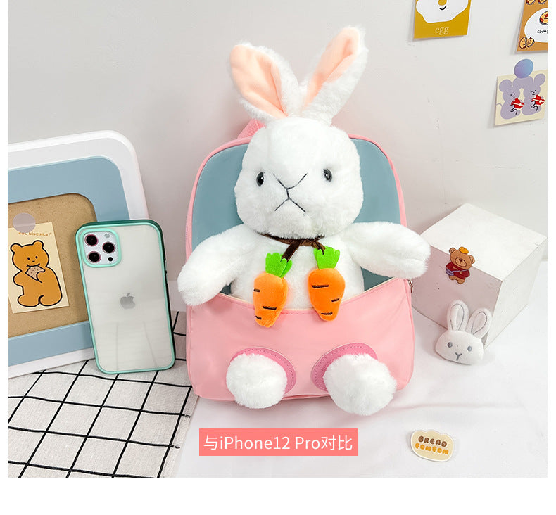 Plush 3D Rabbit Backpack - Cute Cartoon School Bag for Kids - ZOOMNSTORE
