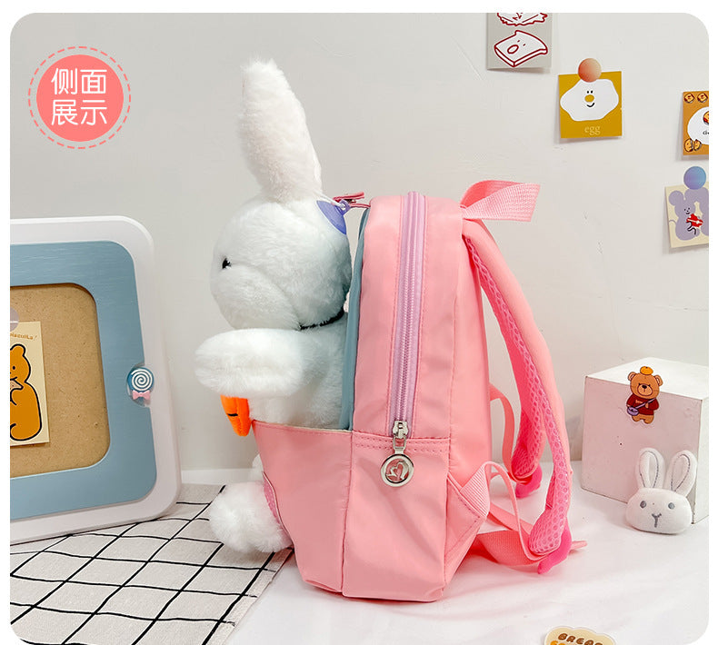Plush 3D Rabbit Backpack - Cute Cartoon School Bag for Kids