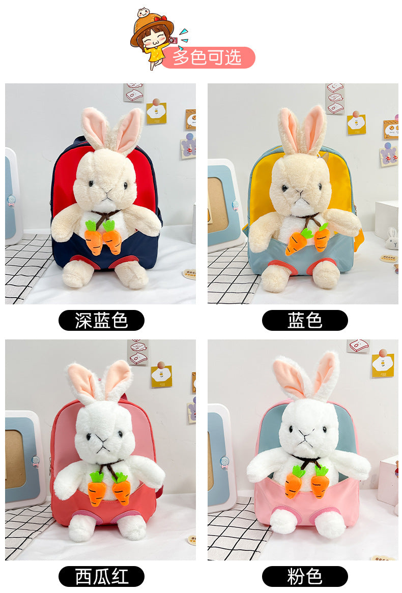 Plush 3D Rabbit Backpack - Cute Cartoon School Bag for Kids - ZOOMNSTORE