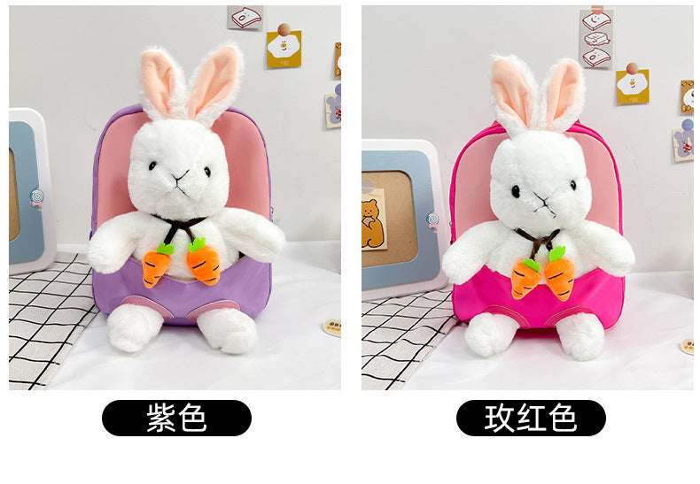 Plush 3D Rabbit Backpack - Cute Cartoon School Bag for Kids - ZOOMNSTORE