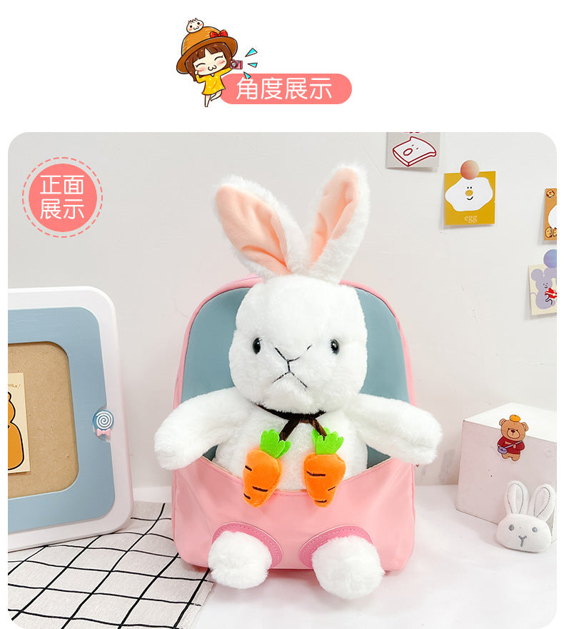 Plush 3D Rabbit Backpack - Cute Cartoon School Bag for Kids - ZOOMNSTORE
