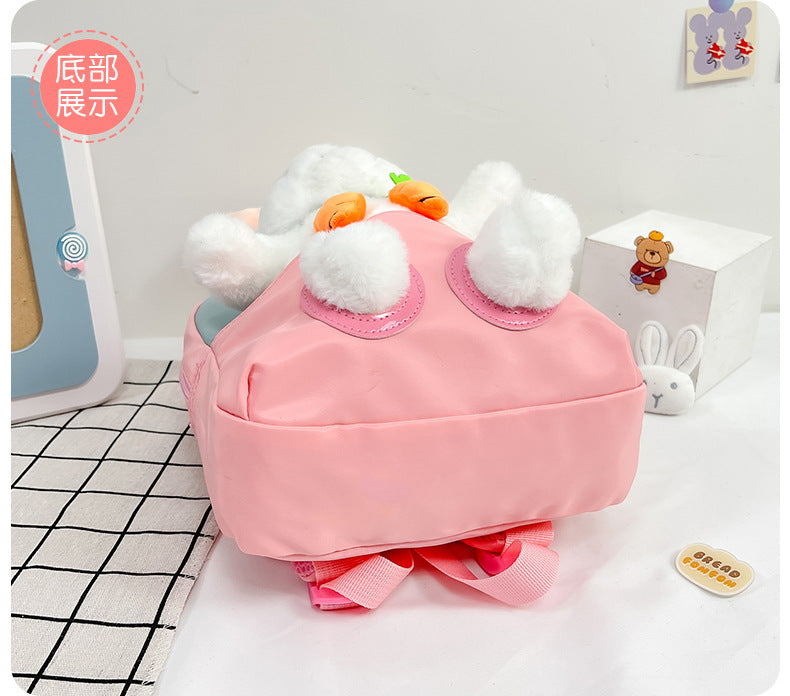 Plush 3D Rabbit Backpack - Cute Cartoon School Bag for Kids
