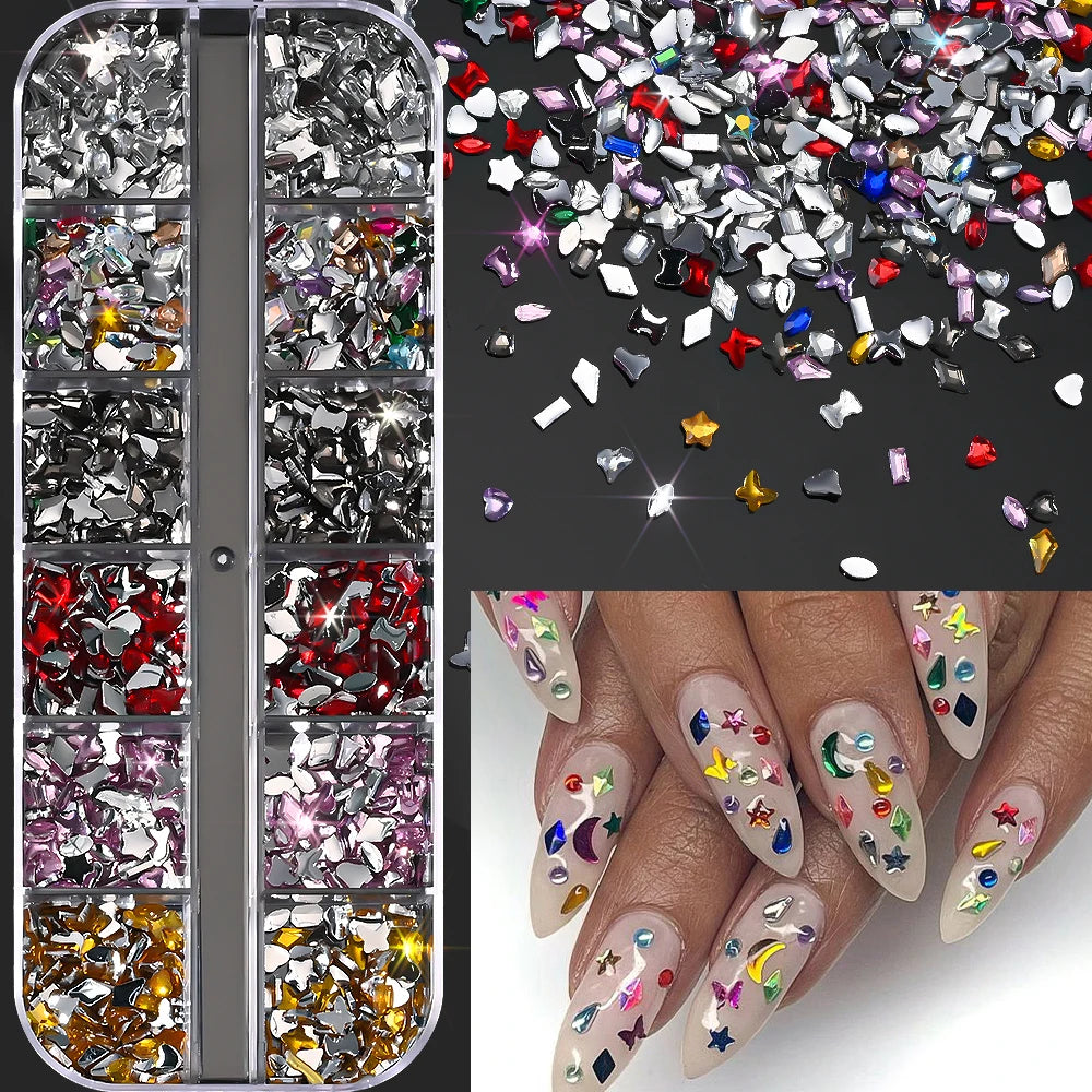 Ocean Gold Nail Art Charms - 3D Shell Seahorse Starfish Pearl Gems Studs - ZOOMNSTORE