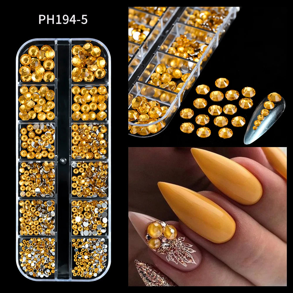 Ocean Gold Nail Art Charms - 3D Shell Seahorse Starfish Pearl Gems Studs - ZOOMNSTORE