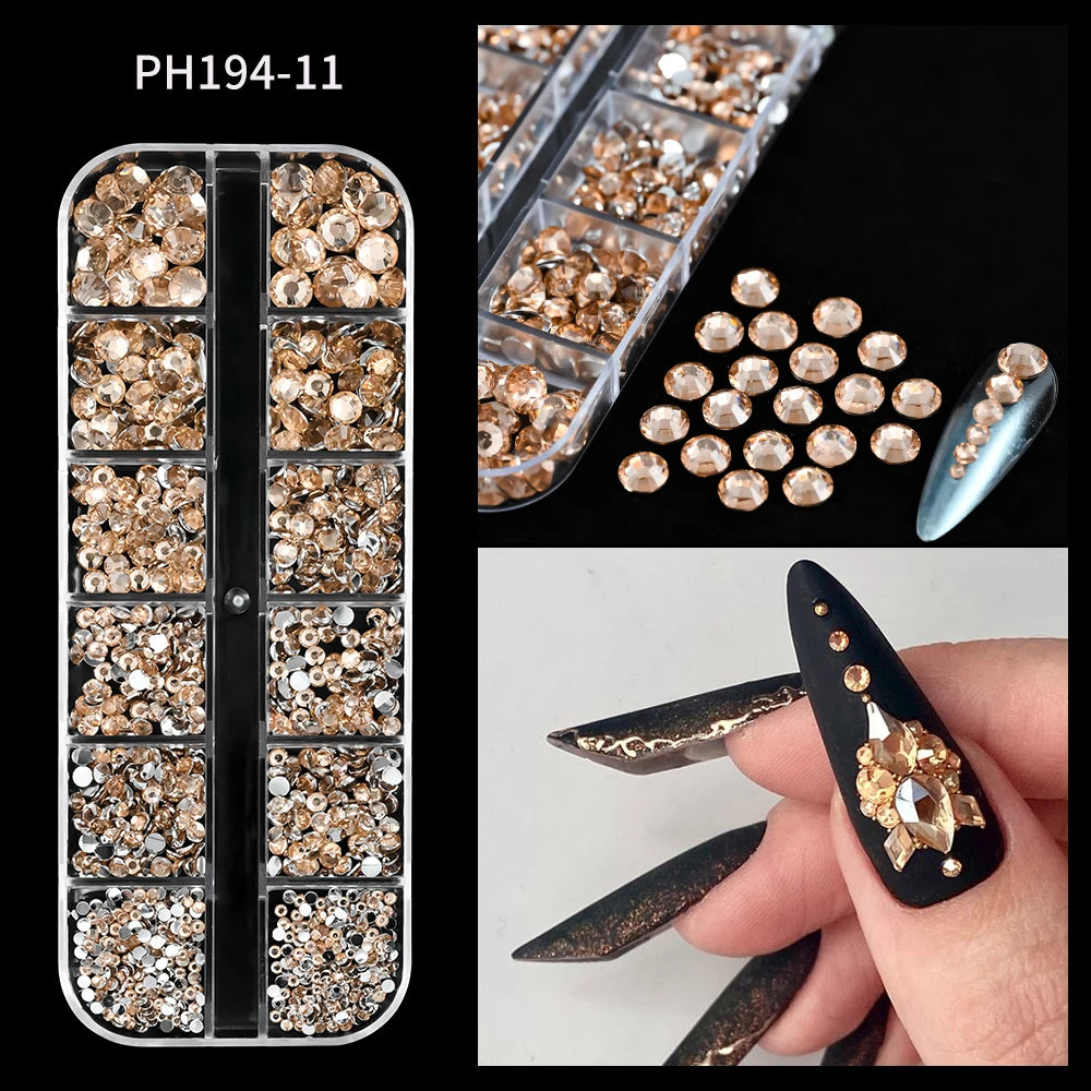 Ocean Gold Nail Art Charms - 3D Shell Seahorse Starfish Pearl Gems Studs - ZOOMNSTORE