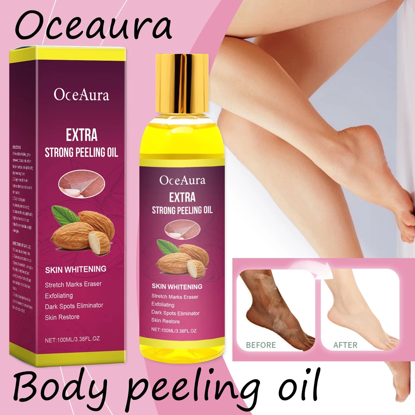 Oceaura Body Exfoliating Oil - Moisturizing Peeling Oil for Dead Skin Dark Spot Removal - ZOOMNSTORE