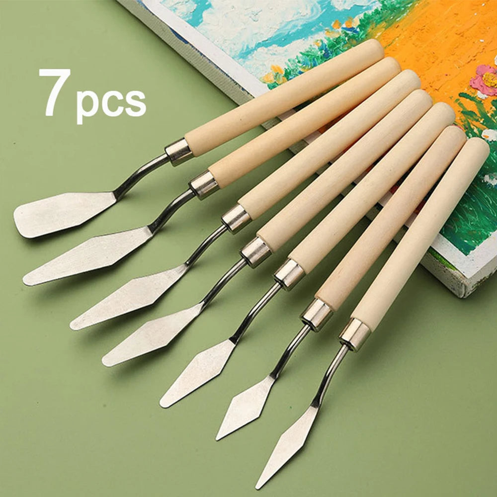 Oil Paint Knife Set - 7pcs Mini Palette Baking Spatula for Cake Design and Clay Sculpting - ZOOMNSTORE