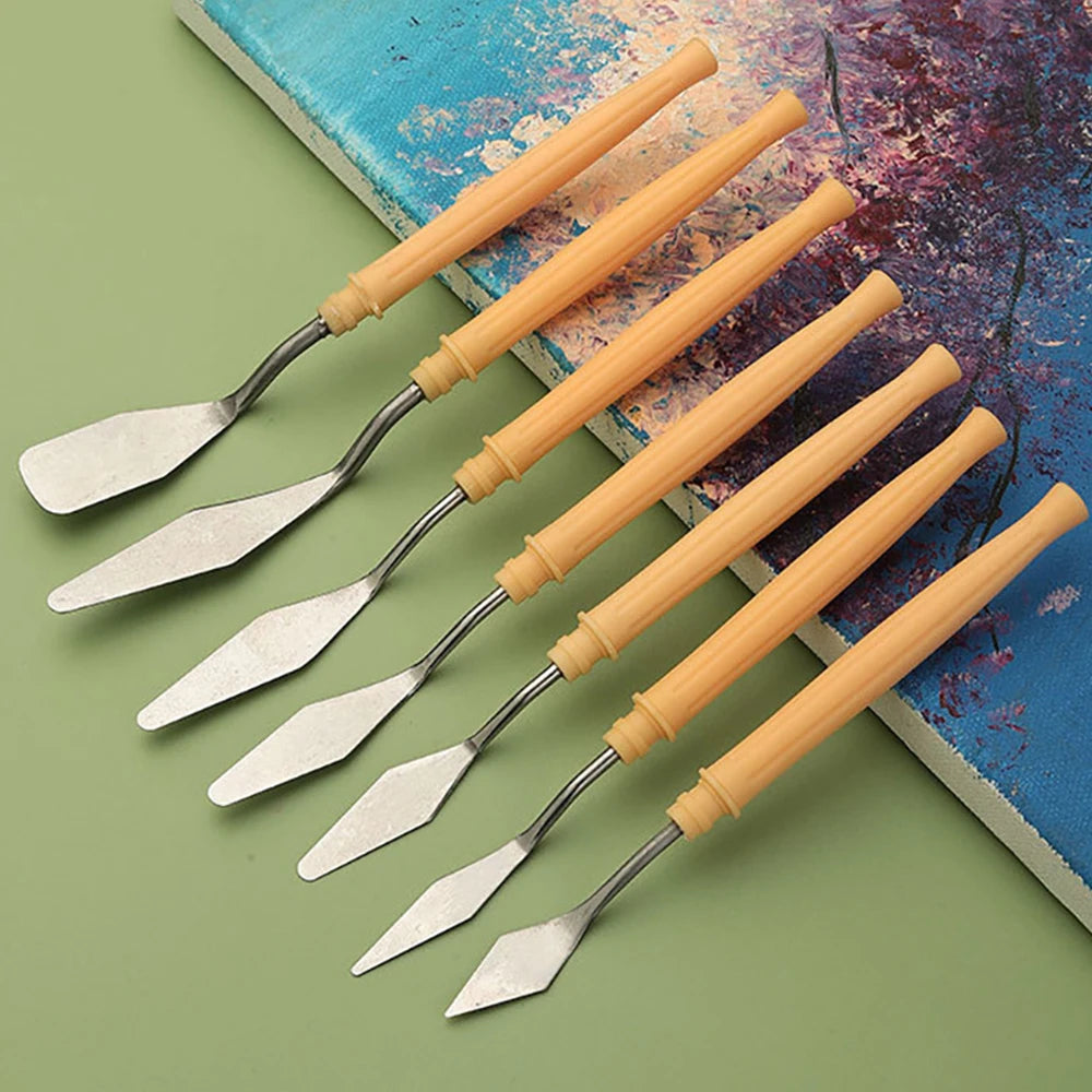Oil Paint Knife Set - 7pcs Mini Palette Baking Spatula for Cake Design and Clay Sculpting - ZOOMNSTORE