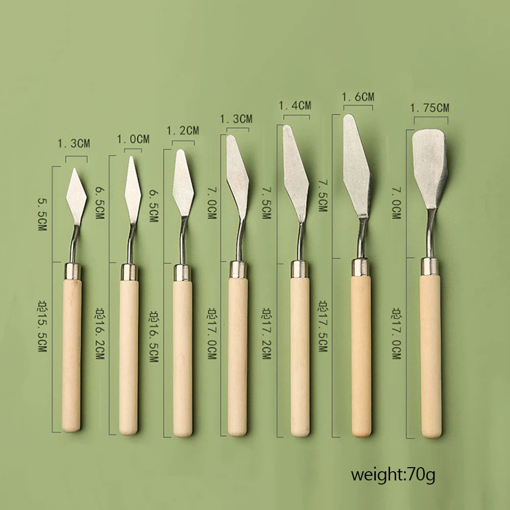 Oil Paint Knife Set - 7pcs Mini Palette Baking Spatula for Cake Design and Clay Sculpting - ZOOMNSTORE