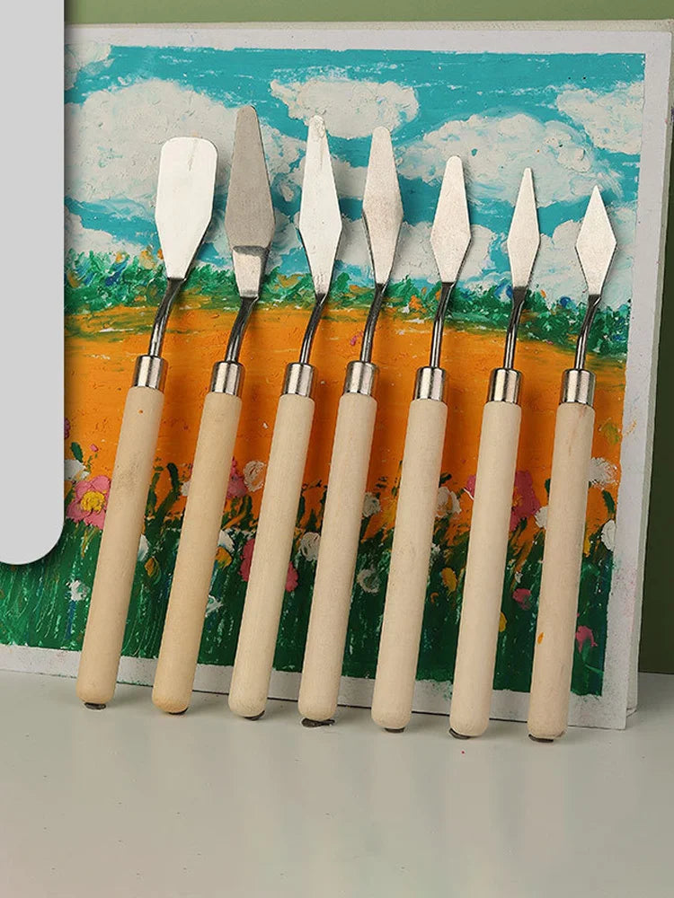 Oil Paint Knife Set - 7pcs Mini Palette Baking Spatula for Cake Design and Clay Sculpting - ZOOMNSTORE