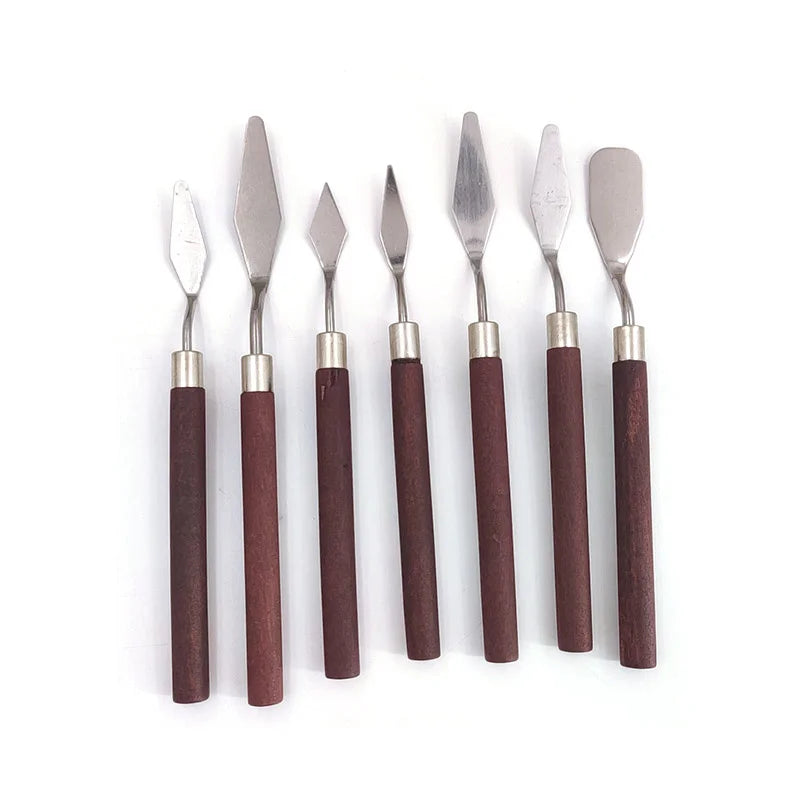 Oil Paint Knife Set - 7pcs Mini Palette Baking Spatula for Cake Design and Clay Sculpting - ZOOMNSTORE