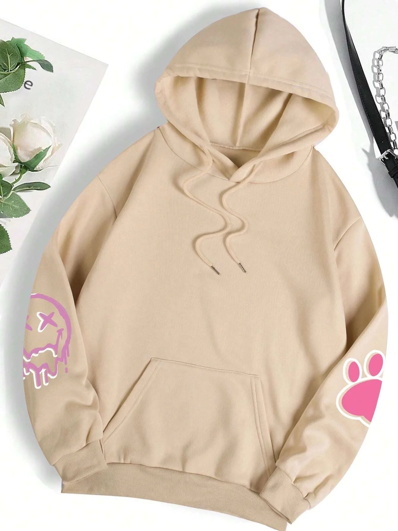 Oversized Hip Hop Hoodie - Casual Printed Fleece Sweatshirt for Women - ZOOMNSTORE