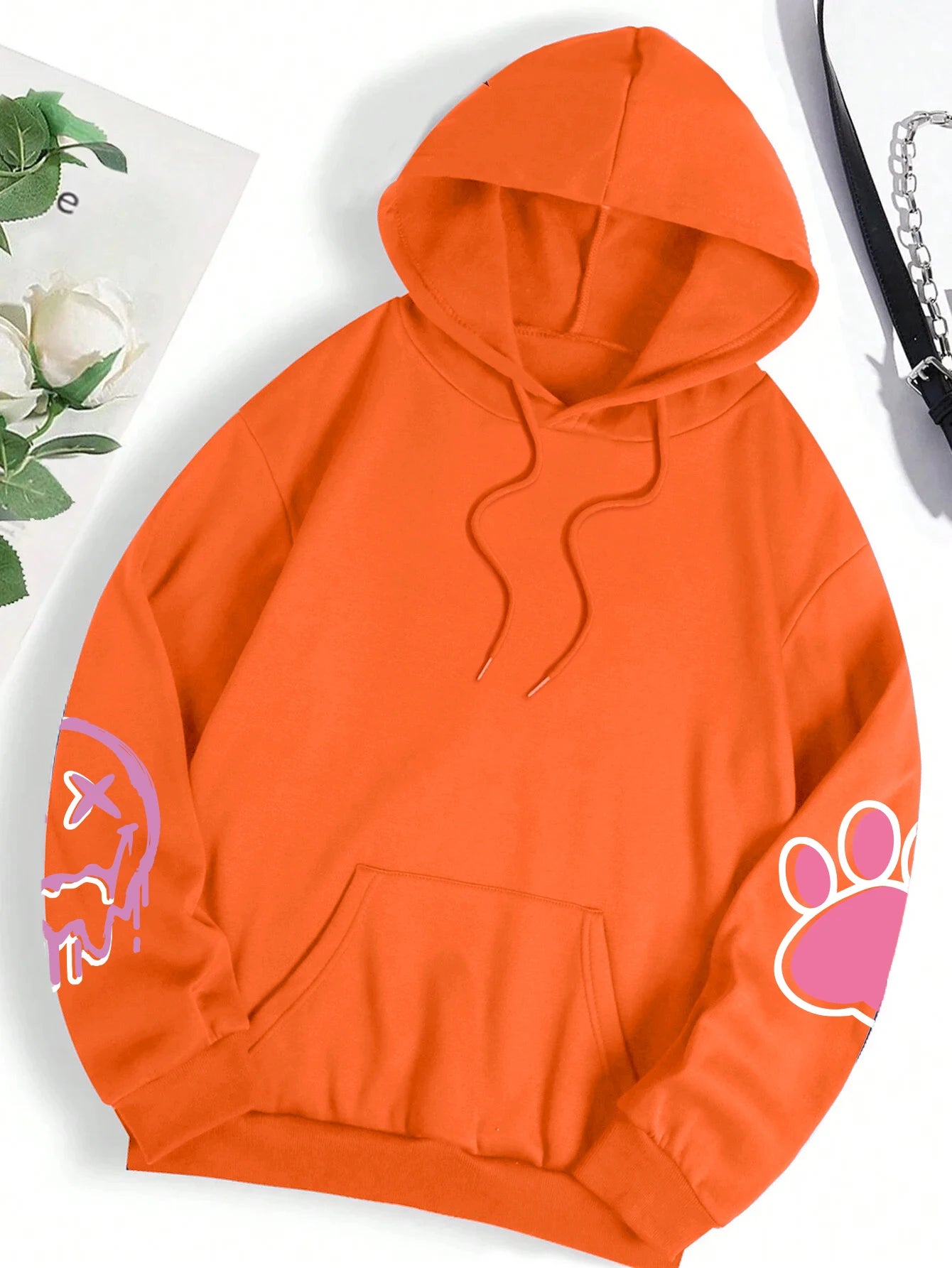 Oversized Hip Hop Hoodie - Casual Printed Fleece Sweatshirt for Women - ZOOMNSTORE
