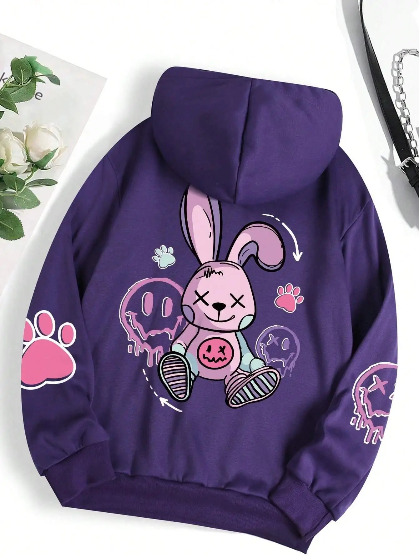 Oversized Hip Hop Hoodie - Casual Printed Fleece Sweatshirt for Women - ZOOMNSTORE