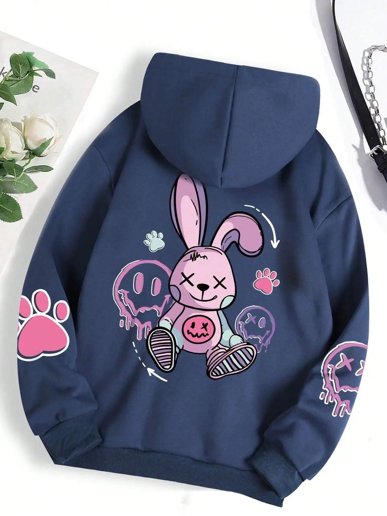 Oversized Hip Hop Hoodie - Casual Printed Fleece Sweatshirt for Women - ZOOMNSTORE