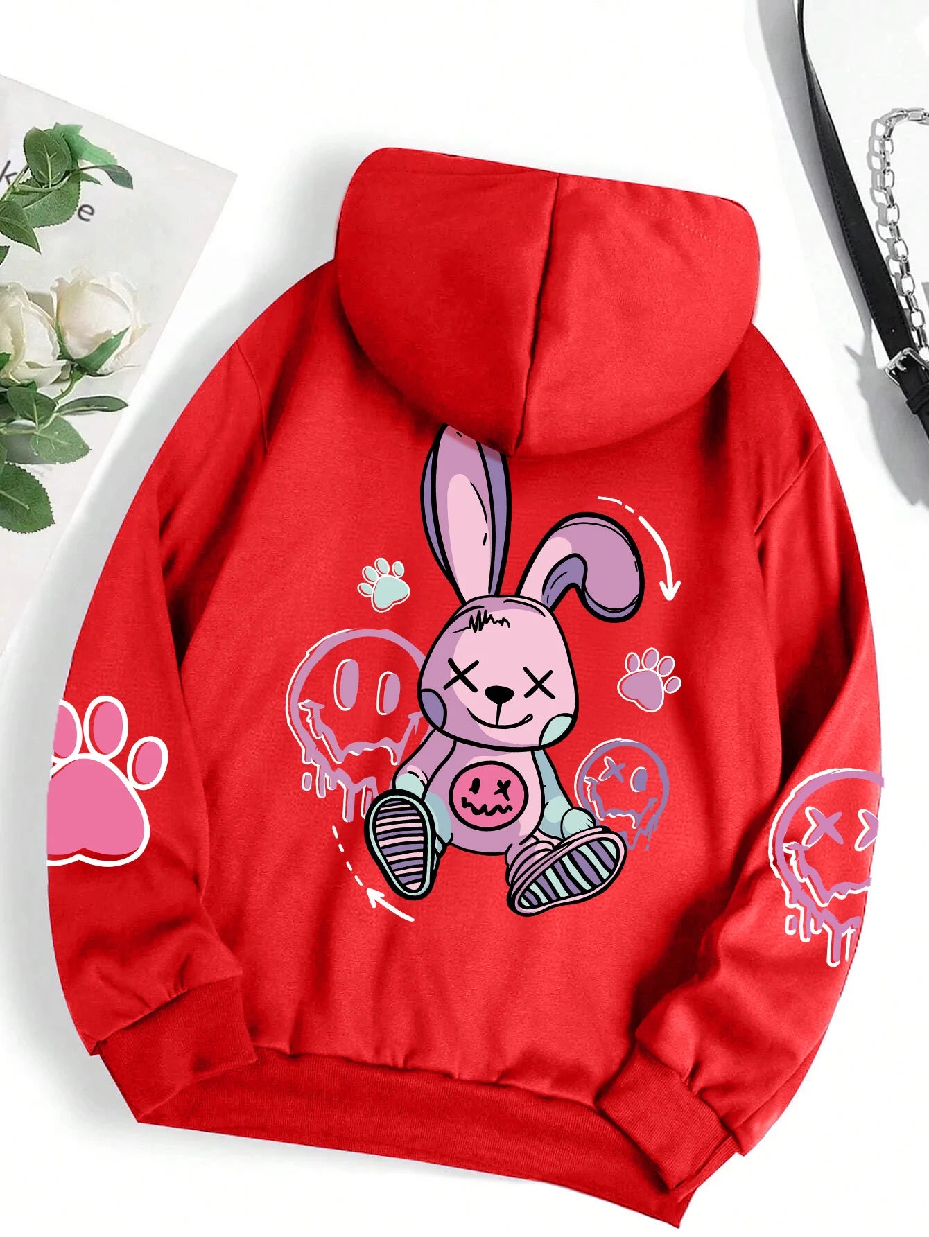 Oversized Hip Hop Hoodie - Casual Printed Fleece Sweatshirt for Women - ZOOMNSTORE