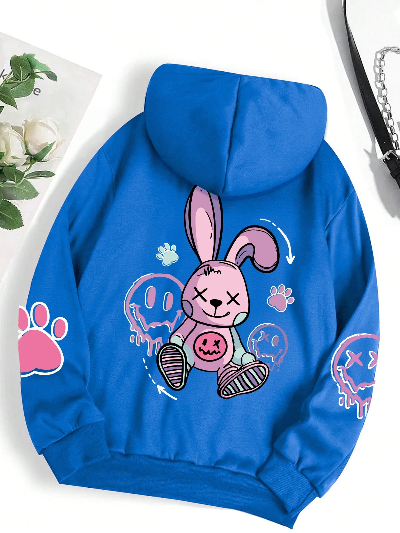 Oversized Hip Hop Hoodie - Casual Printed Fleece Sweatshirt for Women - ZOOMNSTORE