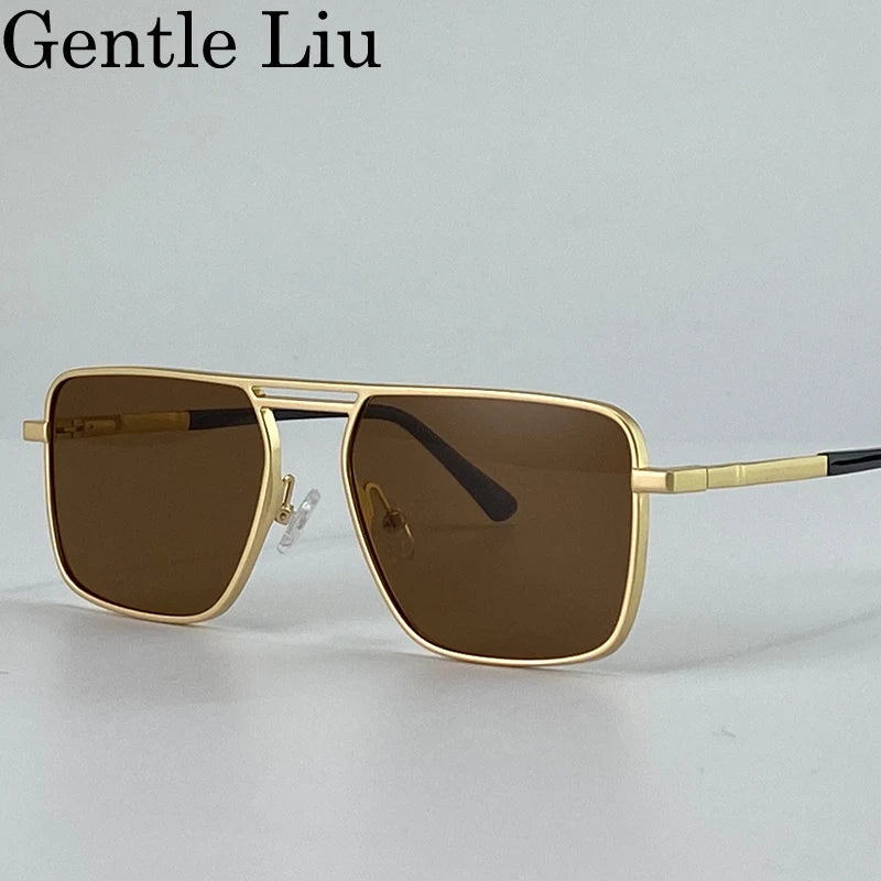 Oversized Square Punk Sunglasses - Retro Steampunk UV400 Eyewear for Men - ZOOMNSTORE