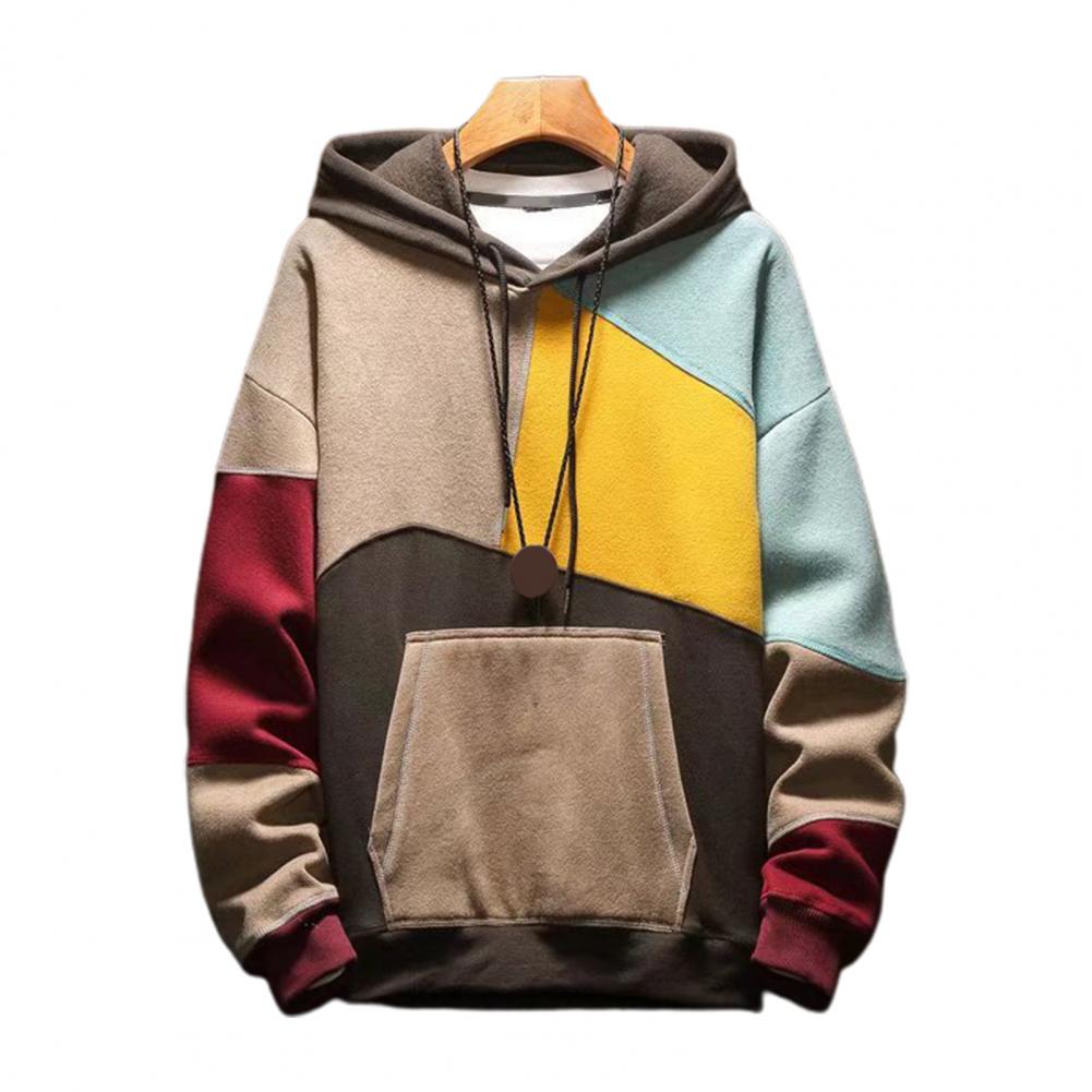 Oversized Winter Hoodie - Thermal Hooded Sweatshirt With Colorblock Streetwear Design - ZOOMNSTORE