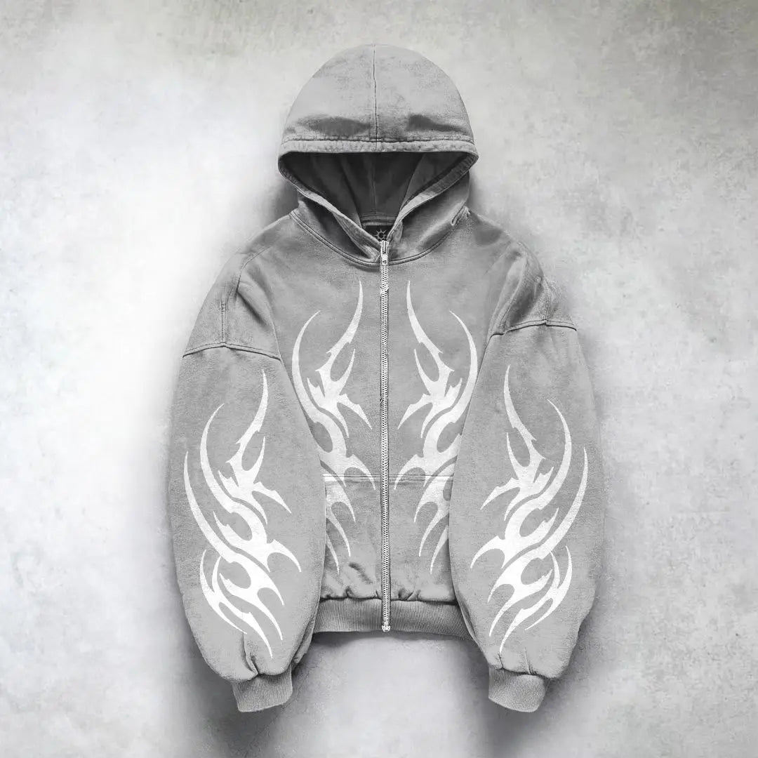 Gothic Punk Oversized Sweatshirt - Harajuku Y2K Streetwear Hoodie - ZOOMNSTORE