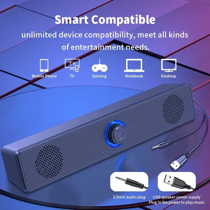 PC Soundbar - Wired Wireless Bluetooth Speaker for TV Gaming - ZOOMNSTORE