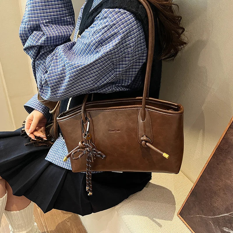 PU Leather Crossbody Bag - Womens Retro Shoulder Tote 2025 Winter Y2K Trend - ZOOMNSTORE
