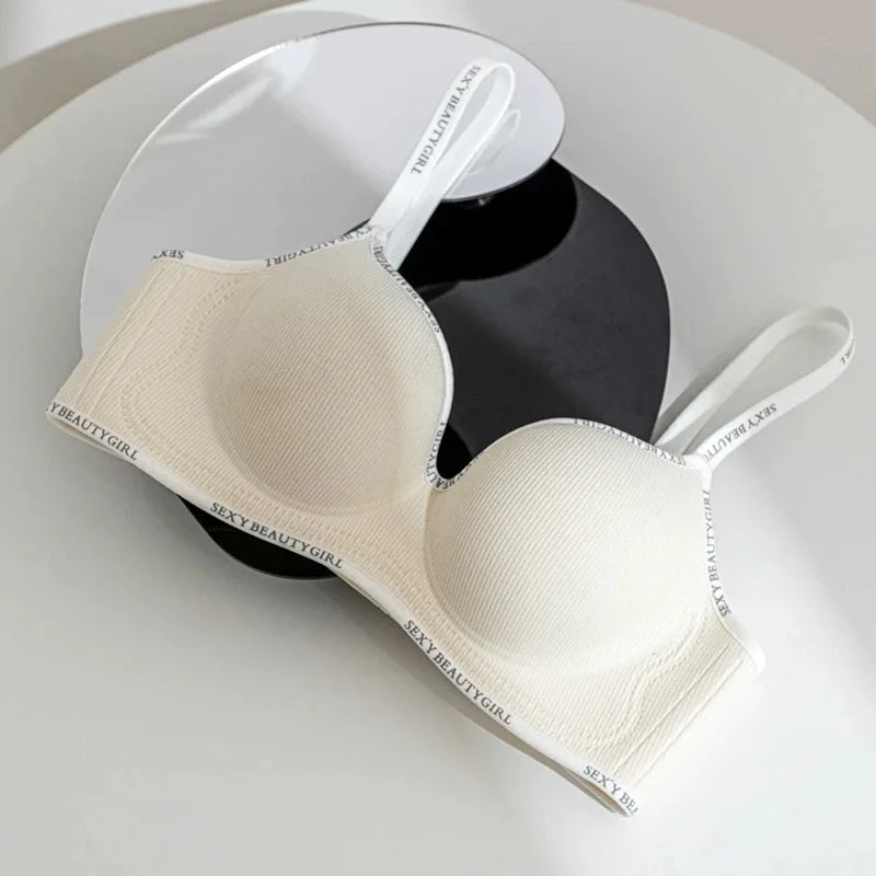 Women Sexy Bras Padded Push Up Bralette Female Adjustable Comfortable Underwear Ladies Letter Straps Brassiere Wireless Soft - ZOOMNSTORE
