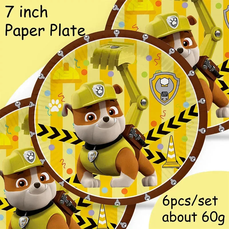 Paw Patrol Birthday Party Supplies - Rubble Tableware Set - ZOOMNSTORE