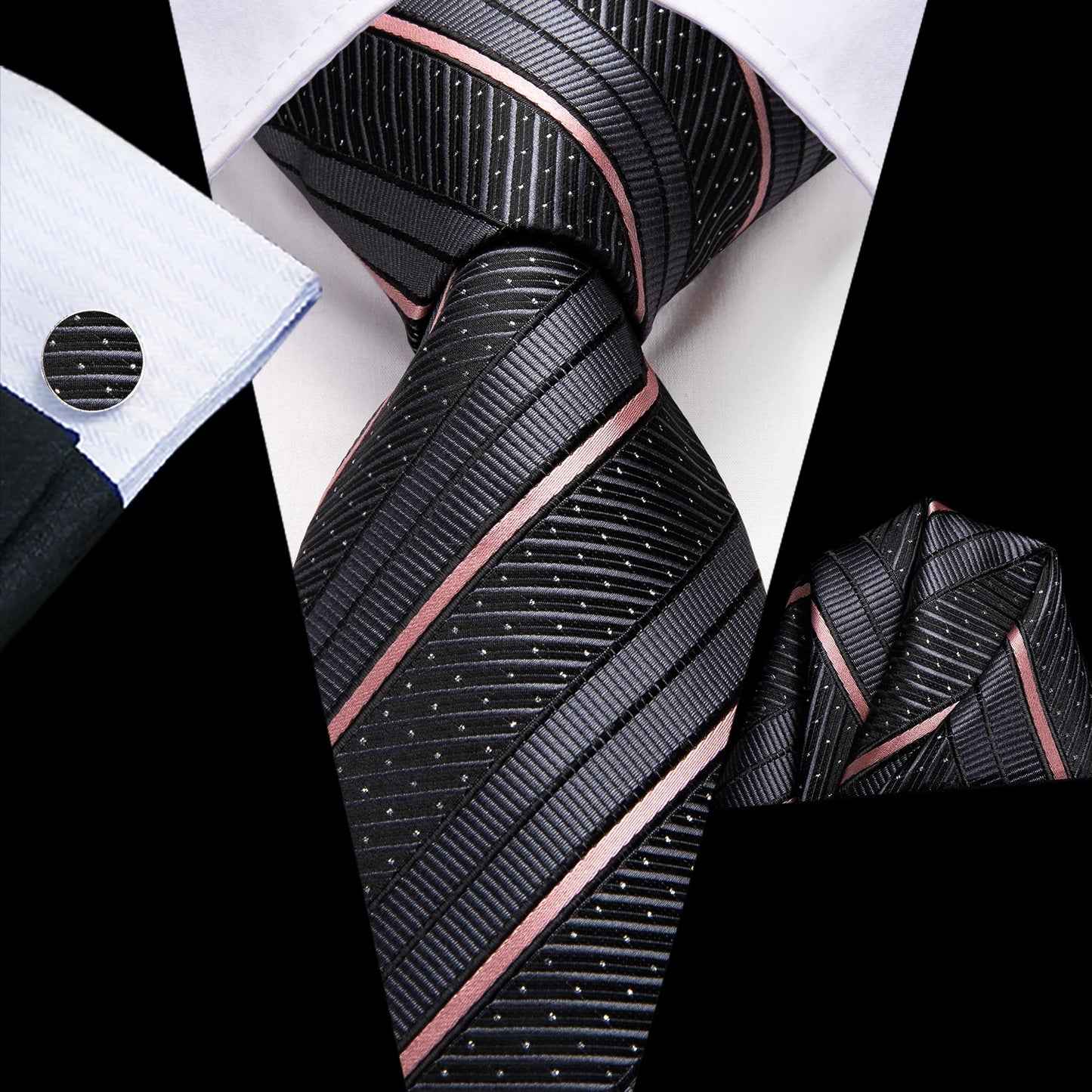 Peacock Blue Silk Wedding Tie Set - Mens Designer Tie with Hanky Cufflinks - ZOOMNSTORE